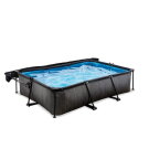EXIT Black Wood zwembad 300x200x65cm met filterpomp en schaduwdoek - zwart