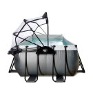 EXIT Black Leather zwembad 540x250x122cm met zandfilterpomp en overkapping en warmtepomp - zwart