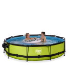 EXIT Lime zwembad &oslash;360x76cm met filterpomp en overkapping en schaduwdoek  - groen