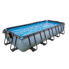 EXIT Stone zwembad 540x250x100cm met zandfilterpomp en overkapping en warmtepomp - grijs