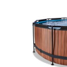 EXIT Wood zwembad ø360x122cm met zandfilterpomp en overkapping en warmtepomp - bruin