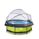 EXIT Lime zwembad ø244x76cm met filterpomp en overkapping en schaduwdoek - groen