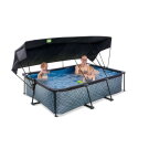 EXIT Stone zwembad 220x150x65cm met filterpomp en schaduwdoek - grijs