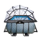 EXIT Stone zwembad 540x250x100cm met filterpomp en overkapping - grijs