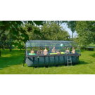 EXIT Wood zwembad 540x250x122cm met zandfilterpomp en overkapping - bruin