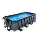 EXIT Stone zwembad 400x200x100cm met zandfilterpomp en overkapping en warmtepomp - grijs