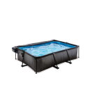 EXIT Black Wood zwembad 220x150x65cm met filterpomp en overkapping - zwart