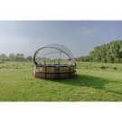 EXIT Wood zwembad &oslash;427x122cm met zandfilterpomp en overkapping en warmtepomp - bruin