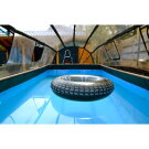 EXIT Stone zwembad 400x200x100cm met zandfilterpomp en overkapping en warmtepomp - grijs