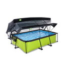 EXIT Lime zwembad 220x150x65cm met filterpomp en overkapping en schaduwdoek - groen