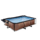 EXIT Wood zwembad 300x200x65cm met filterpomp en overkapping en schaduwdoek - bruin