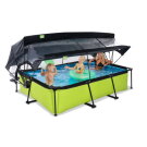 EXIT Lime zwembad 300x200x65cm met filterpomp en overkapping en schaduwdoek - groen
