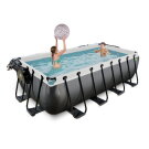 EXIT Black Leather zwembad 400x200x100cm met zandfilterpomp en overkapping en warmtepomp - zwart