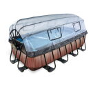 EXIT zwembad Wood 400x200cm met overkapping zonder pomp en trap - bruin