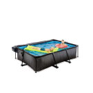 EXIT Black Wood zwembad 220x150x65cm met filterpomp en overkapping - zwart
