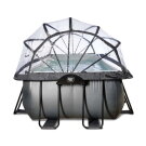 EXIT Black Leather zwembad 400x200x100cm met zandfilterpomp en overkapping - zwart