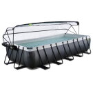 EXIT Black Leather zwembad 540x250x100cm met zandfilterpomp en overkapping en warmtepomp - zwart