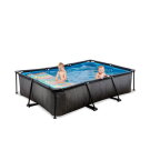 EXIT Black Wood zwembad 300x200x65cm met filterpomp - zwart