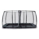 EXIT InTerra groundlevel trampoline 244x427cm met veiligheidsnet - grijs