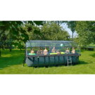 EXIT Stone zwembad 540x250x122cm met zandfilterpomp en overkapping en warmtepomp - grijs