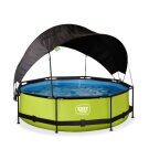 EXIT Lime zwembad &oslash;300x76cm met filterpomp en schaduwdoek - groen