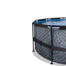 EXIT Stone zwembad ø450x122cm met zandfilterpomp en overkapping - grijs