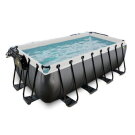EXIT Black Leather zwembad 400x200x122cm met zandfilterpomp en overkapping en accessoire set - zwart