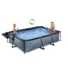 EXIT Stone zwembad 300x200x65cm met filterpomp en overkapping en schaduwdoek - grijs