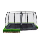 EXIT InTerra groundlevel trampoline 214x366cm met veiligheidsnet - grijs