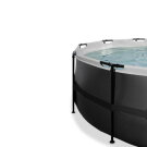 EXIT Black Leather zwembad &oslash;427x122cm met zandfilterpomp en overkapping - zwart