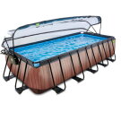 EXIT Wood zwembad 540x250x122cm met zandfilterpomp en overkapping - bruin