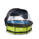 EXIT Lime zwembad ø244x76cm met filterpomp en overkapping en schaduwdoek - groen