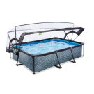 EXIT Stone zwembad 300x200x65cm met filterpomp en overkapping - grijs