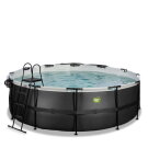 EXIT Black Leather zwembad &oslash;427x122cm met zandfilterpomp en overkapping - zwart