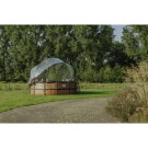 EXIT Wood zwembad &oslash;427x122cm met zandfilterpomp en overkapping en warmtepomp - bruin