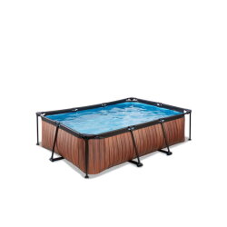 EXIT Wood zwembad 220x150x65cm met filterpomp - bruin