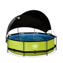EXIT Lime zwembad &oslash;300x76cm met filterpomp en schaduwdoek - groen