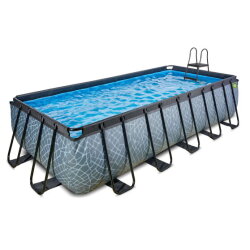 EXIT Stone zwembad 540x250x122cm met filterpomp - grijs