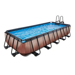 EXIT Wood zwembad 540x250x100cm met filterpomp - bruin