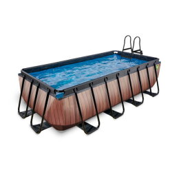 EXIT Wood zwembad 400x200x100cm met filterpomp - bruin