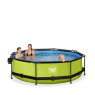 EXIT Lime zwembad ø300x76cm met filterpomp en overkapping en schaduwdoek  - groen