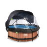 EXIT Wood zwembad ø244x76cm met filterpomp en overkapping en schaduwdoek  - bruin
