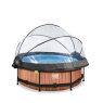 EXIT Wood zwembad ø244x76cm met filterpomp en overkapping en schaduwdoek  - bruin