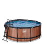 EXIT Wood zwembad ø360x122cm met zandfilterpomp en overkapping - bruin
