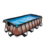 EXIT Wood zwembad 400x200x100cm met filterpomp en overkapping - bruin