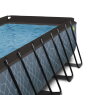 EXIT Stone zwembad 400x200x100cm met zandfilterpomp en overkapping - grijs