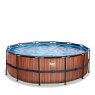 EXIT Wood zwembad ø427x122cm met zandfilterpomp - bruin