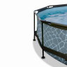 EXIT Stone zwembad ø244x76cm met filterpomp en overkapping - grijs