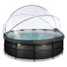 EXIT Black Leather zwembad ø427x122cm met zandfilterpomp en overkapping en warmtepomp - zwart