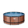 EXIT Wood zwembad ø360x122cm met filterpomp - bruin
